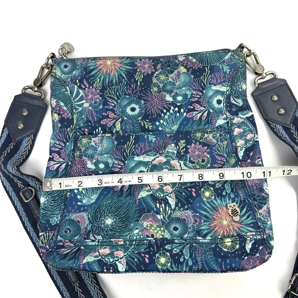 Sakroots Handbag Blue Floral Nylon Guitar Strap Colorful Boho Crossbody Bag Rare